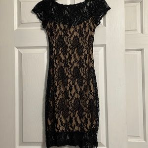 Size 1/2 stretchy black lace with nude underlay dress